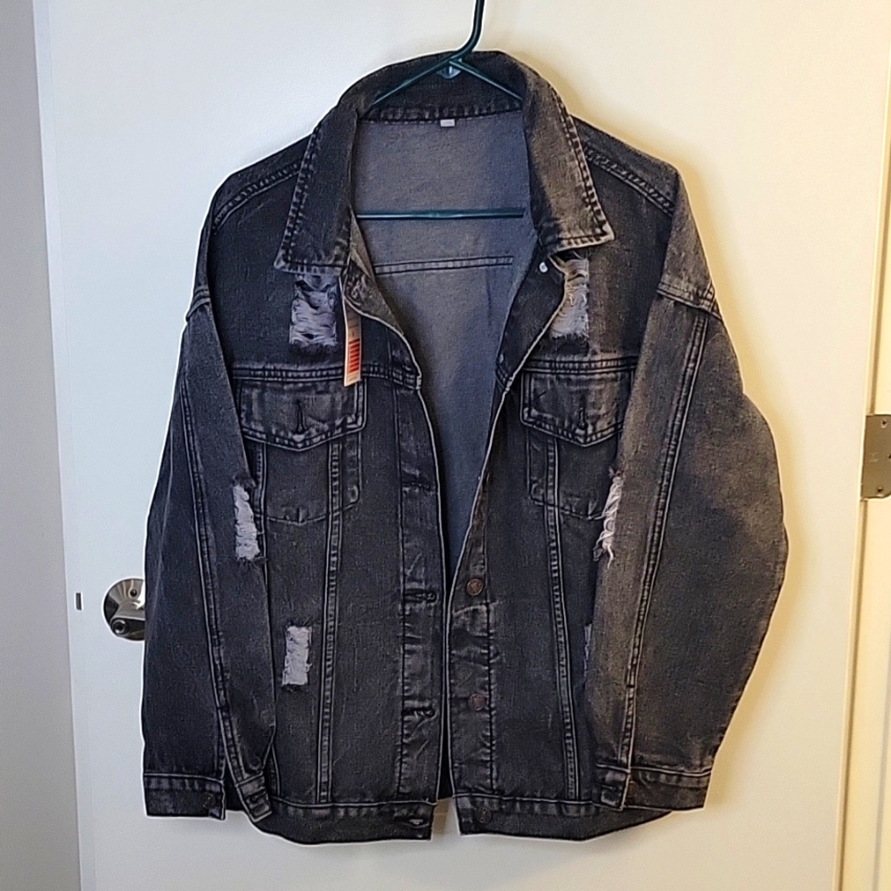 Womens Denim Ripped Jean Jacket